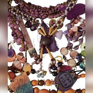 Lavender Purple Toned Boho Gypsy Jewelry Bundle Necklaces Bracelets Earrings 22